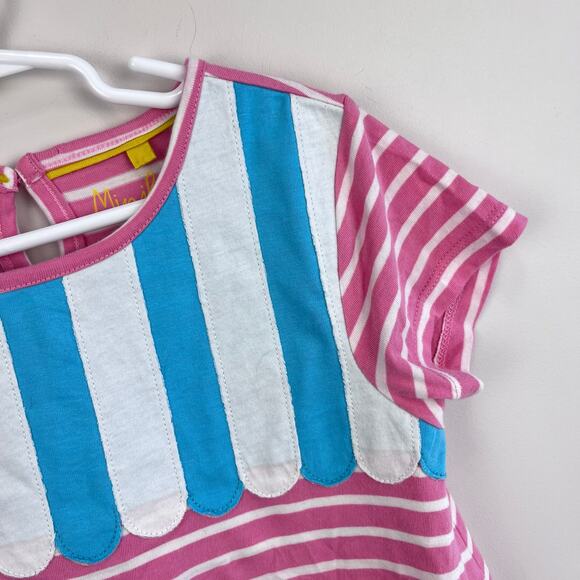 Mini Boden Fun Big Applique Swing Dress Pink Lemonade/Ivory White 7-8 - Picture 4 of 8